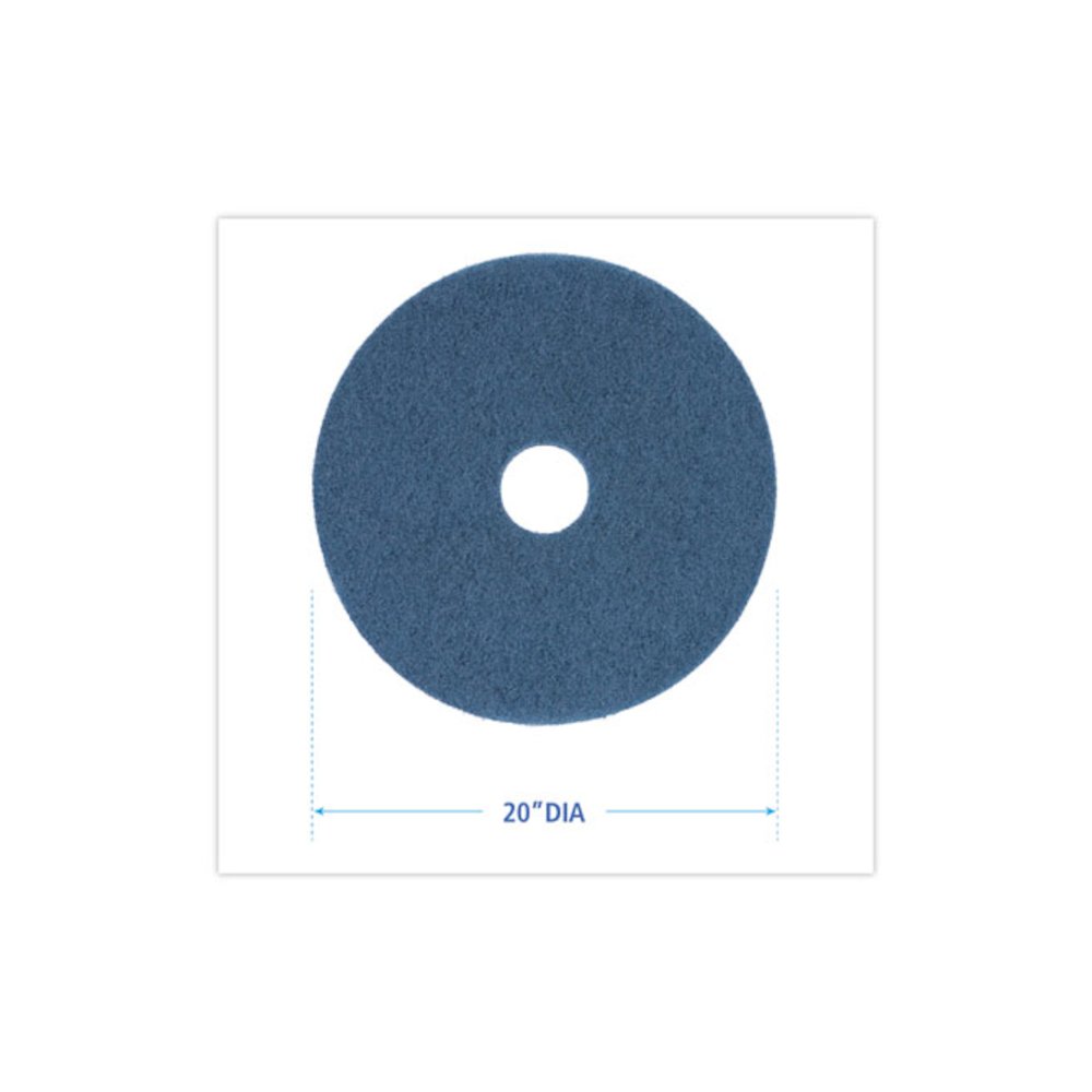 Scrubbing Floor Pads, 20" Diameter, Blue, 5/Carton. Picture 2