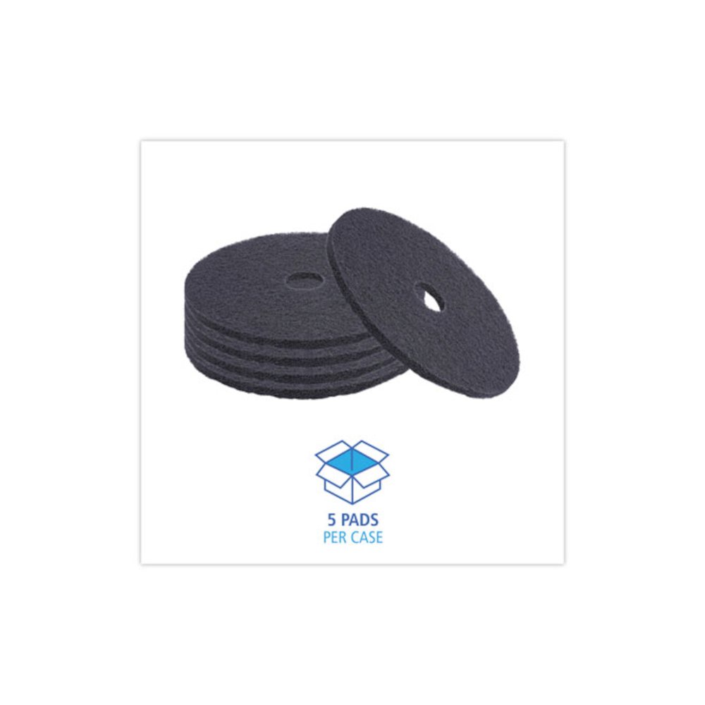 Stripping Floor Pads, 20" Diameter, Black, 5/Carton. Picture 3