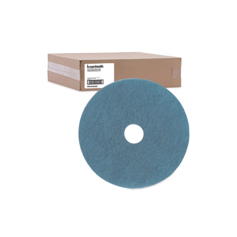Burnishing Floor Pads, 20" Diameter, Aqua, 5/Carton. Picture 5
