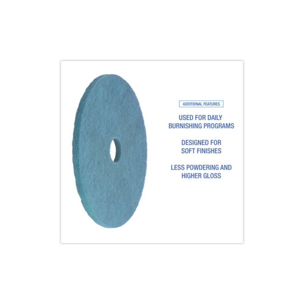 Burnishing Floor Pads, 20" Diameter, Aqua, 5/Carton. Picture 4