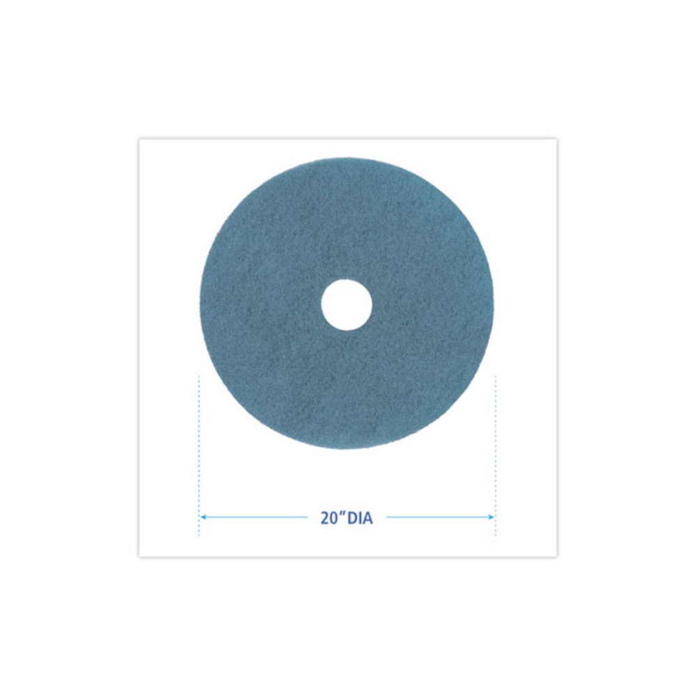 Burnishing Floor Pads, 20" Diameter, Aqua, 5/Carton. Picture 2