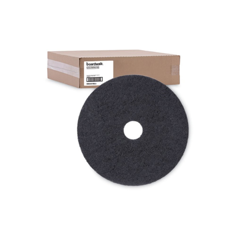 Stripping Floor Pads, 19" Diameter, Black, 5/Carton. Picture 5