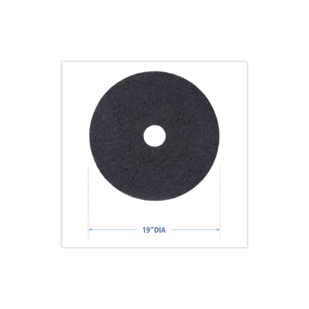 Stripping Floor Pads, 19" Diameter, Black, 5/Carton. Picture 2