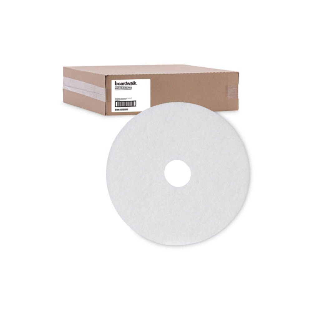 Polishing Floor Pads, 18" Diameter, White, 5/Carton. Picture 5