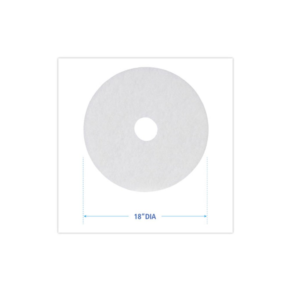 Polishing Floor Pads, 18" Diameter, White, 5/Carton. Picture 2