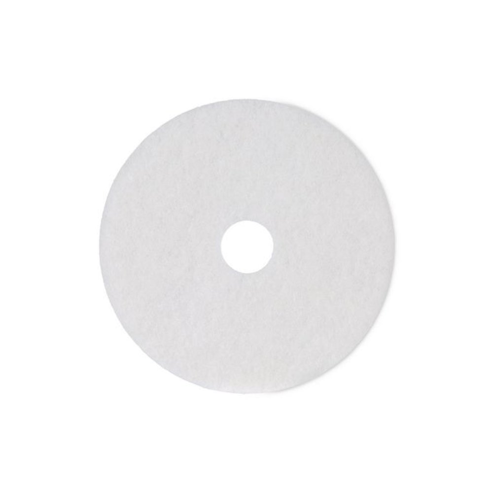 Polishing Floor Pads, 18" Diameter, White, 5/Carton. Picture 1