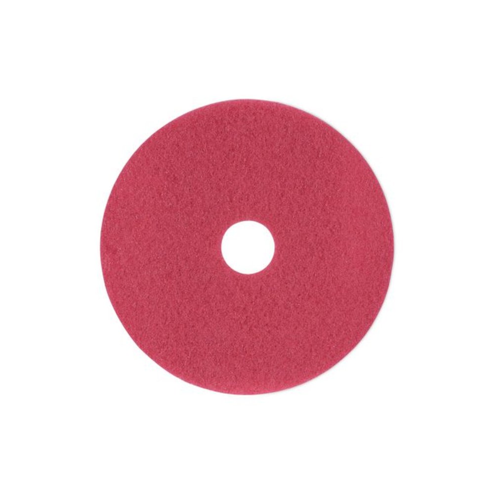 Buffing Floor Pads, 18" Diameter, Red, 5/Carton. Picture 1