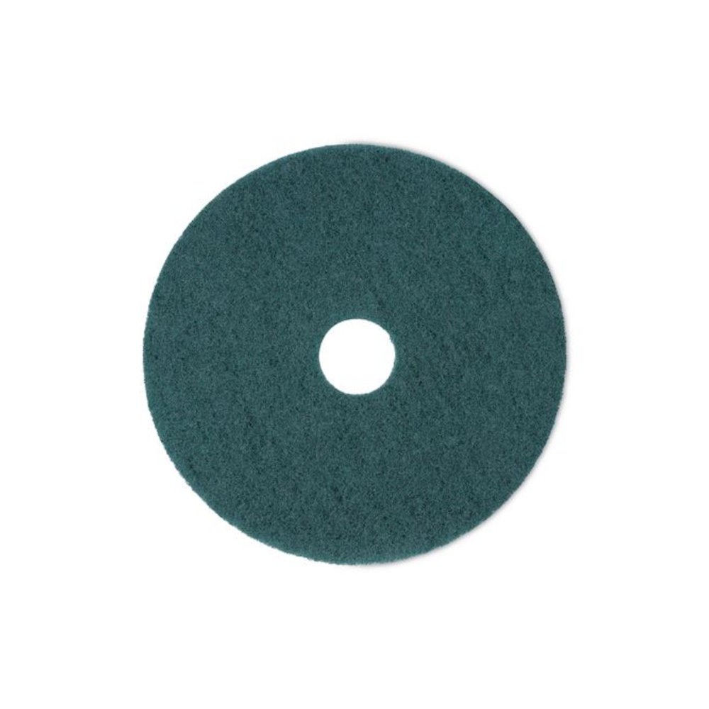 Heavy-Duty Scrubbing Floor Pads, 18" Diameter, Green, 5/Carton. Picture 1