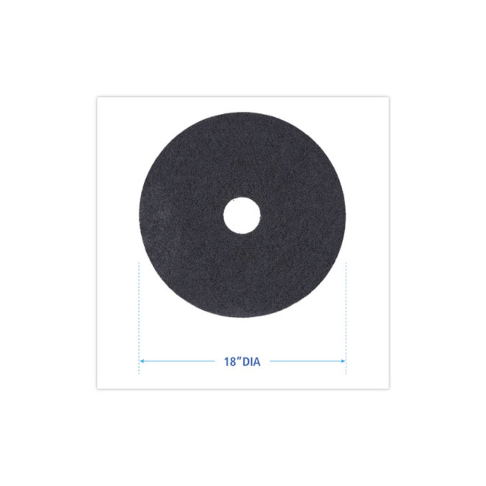 Stripping Floor Pads, 18" Diameter, Black, 5/Carton. Picture 2