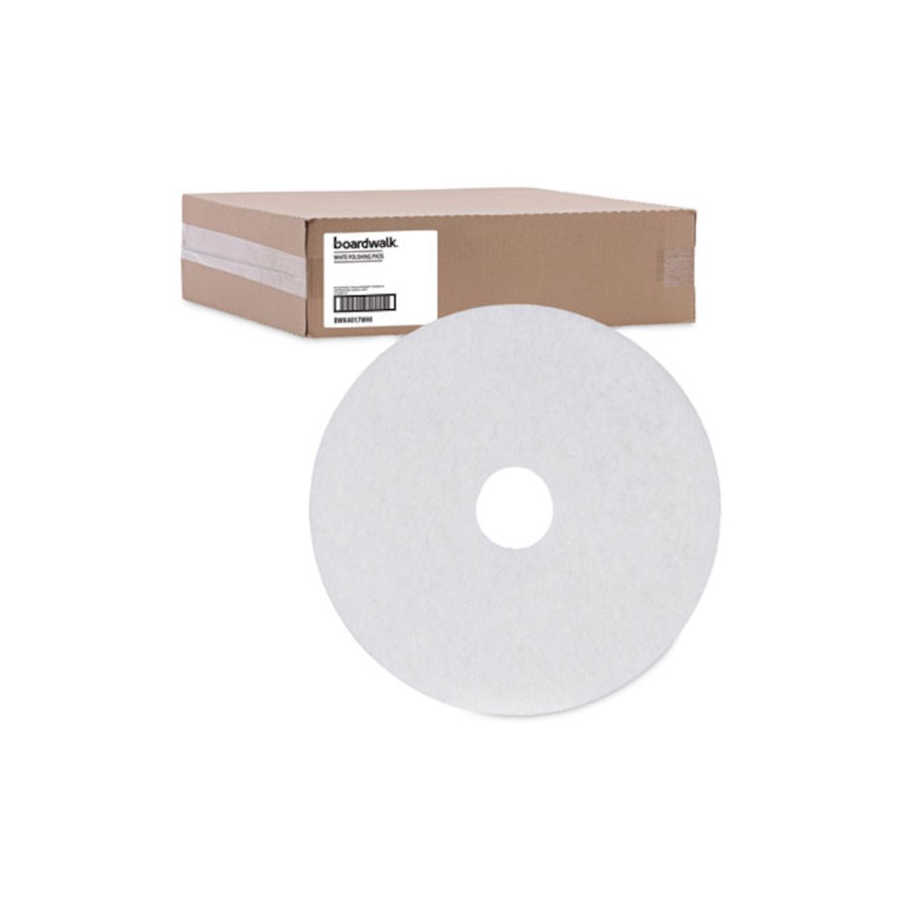 Polishing Floor Pads, 17" Diameter, White, 5/Carton. Picture 5