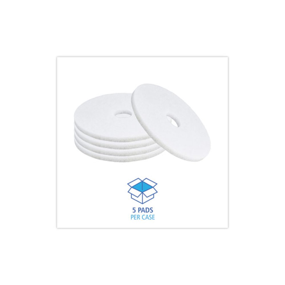 Polishing Floor Pads, 17" Diameter, White, 5/Carton. Picture 3