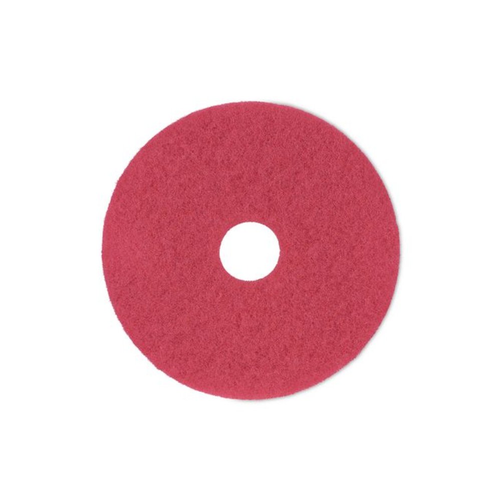 Buffing Floor Pads, 17" Diameter, Red, 5/Carton. Picture 1