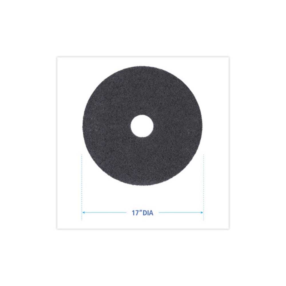 High Performance Stripping Floor Pads, 17" Diameter, Black, 5/Carton. Picture 2