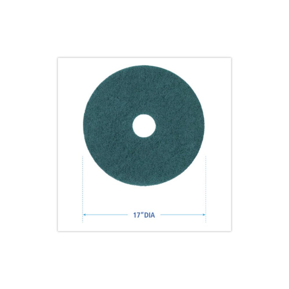 Heavy-Duty Scrubbing Floor Pads, 17" Diameter, Green, 5/Carton. Picture 2