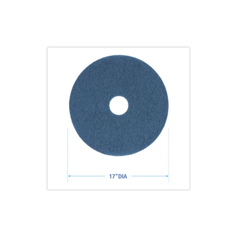 Scrubbing Floor Pads, 17" Diameter, Blue, 5/Carton. Picture 2