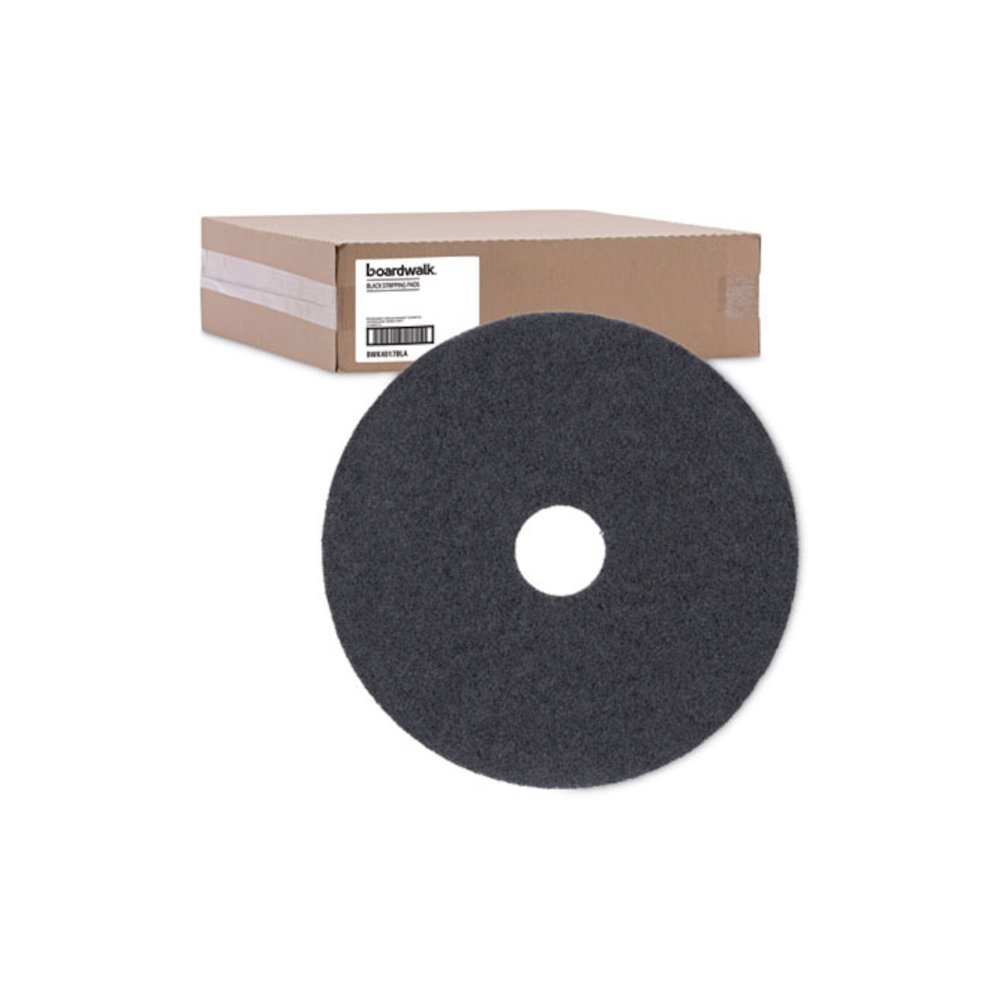 Stripping Floor Pads, 17" Diameter, Black, 5/Carton. Picture 5