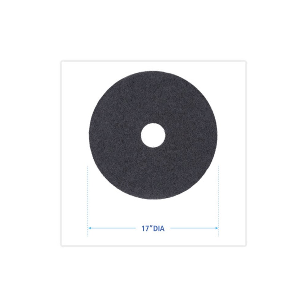 Stripping Floor Pads, 17" Diameter, Black, 5/Carton. Picture 2