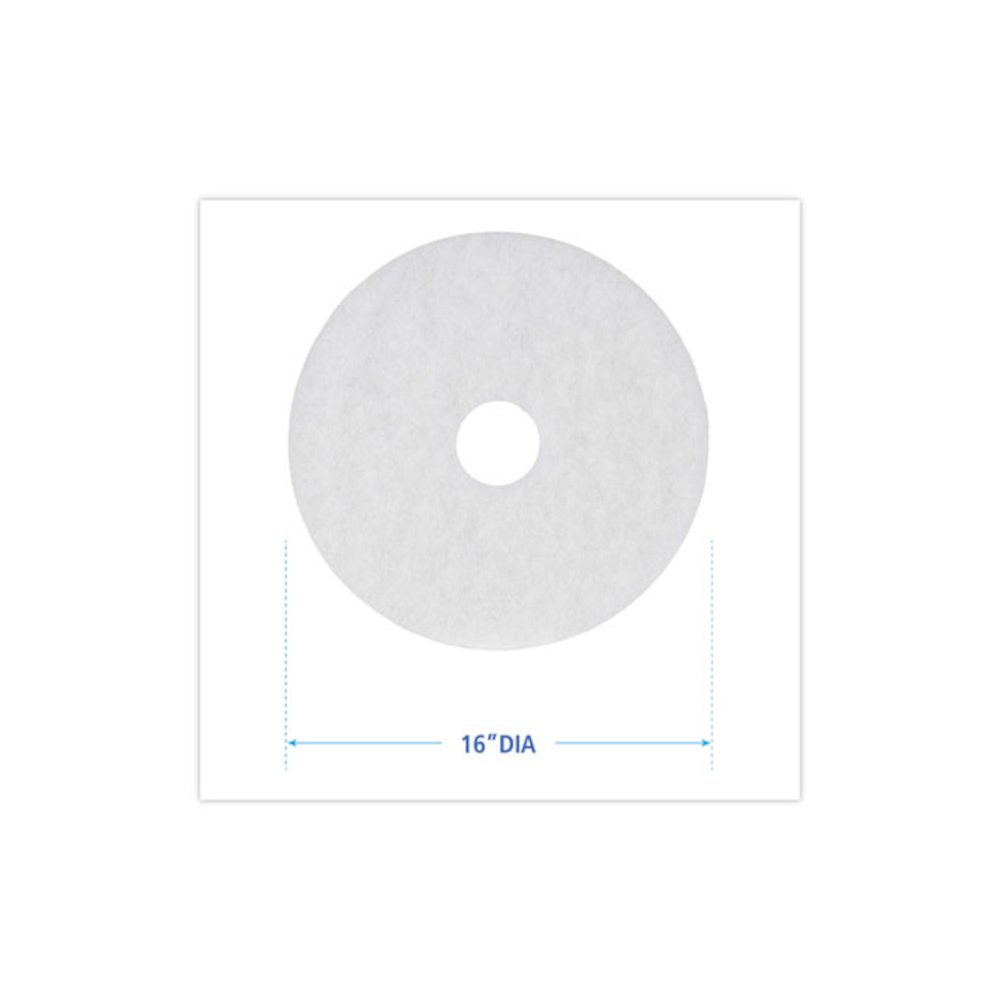 Polishing Floor Pads, 16" Diameter, White, 5/Carton. Picture 2