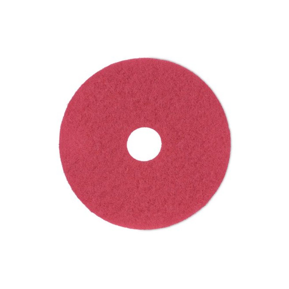 Buffing Floor Pads, 16" Diameter, Red, 5/Carton. Picture 1