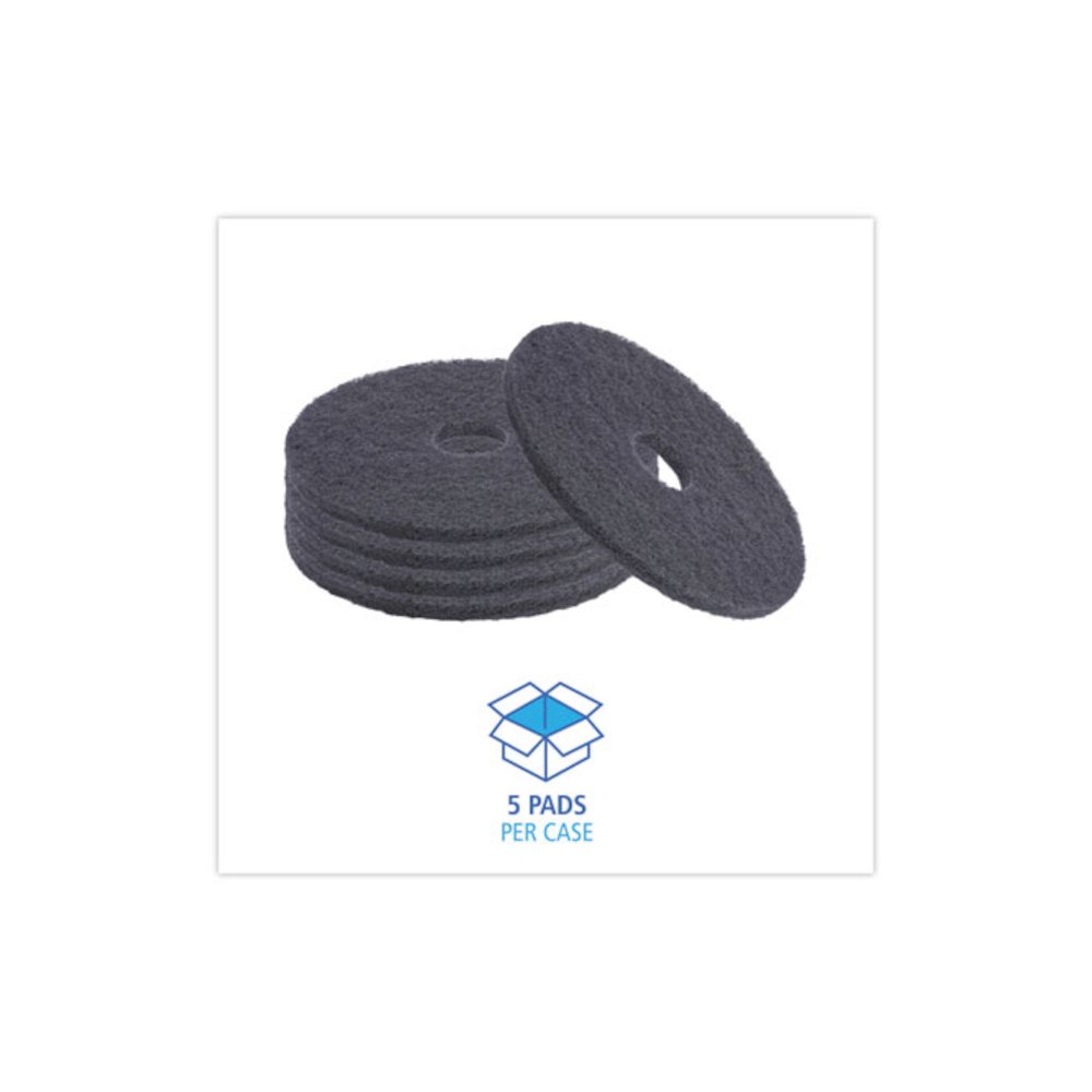 Stripping Floor Pads, 16" Diameter, Black, 5/Carton. Picture 3