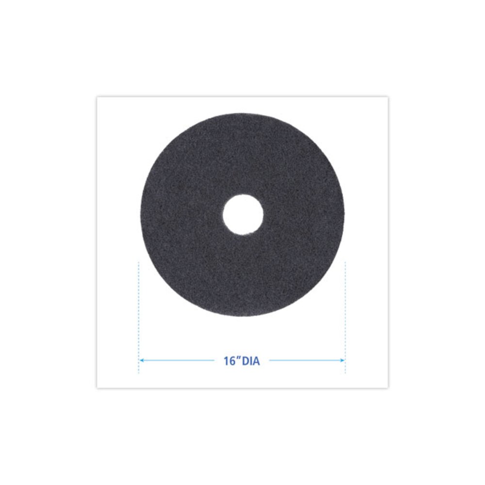 Stripping Floor Pads, 16" Diameter, Black, 5/Carton. Picture 2