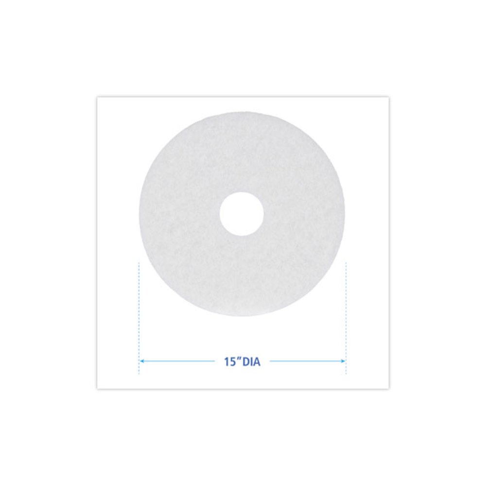 Polishing Floor Pads, 15" Diameter, White, 5/Carton. Picture 2