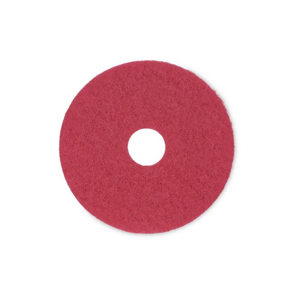 Buffing Floor Pads, 15" Diameter, Red, 5/Carton. Picture 1