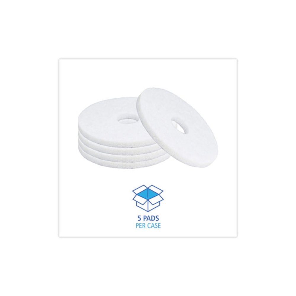 Polishing Floor Pads, 14" Diameter, White, 5/Carton. Picture 3