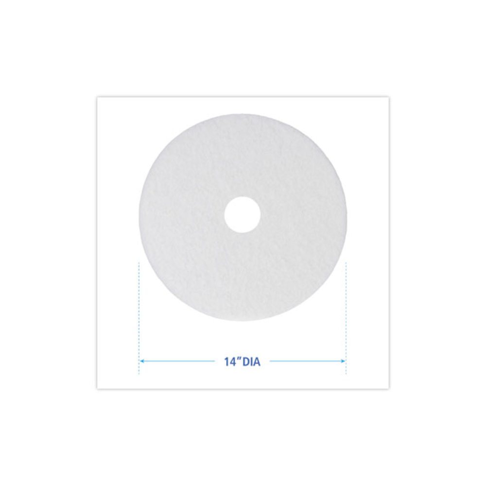 Polishing Floor Pads, 14" Diameter, White, 5/Carton. Picture 2