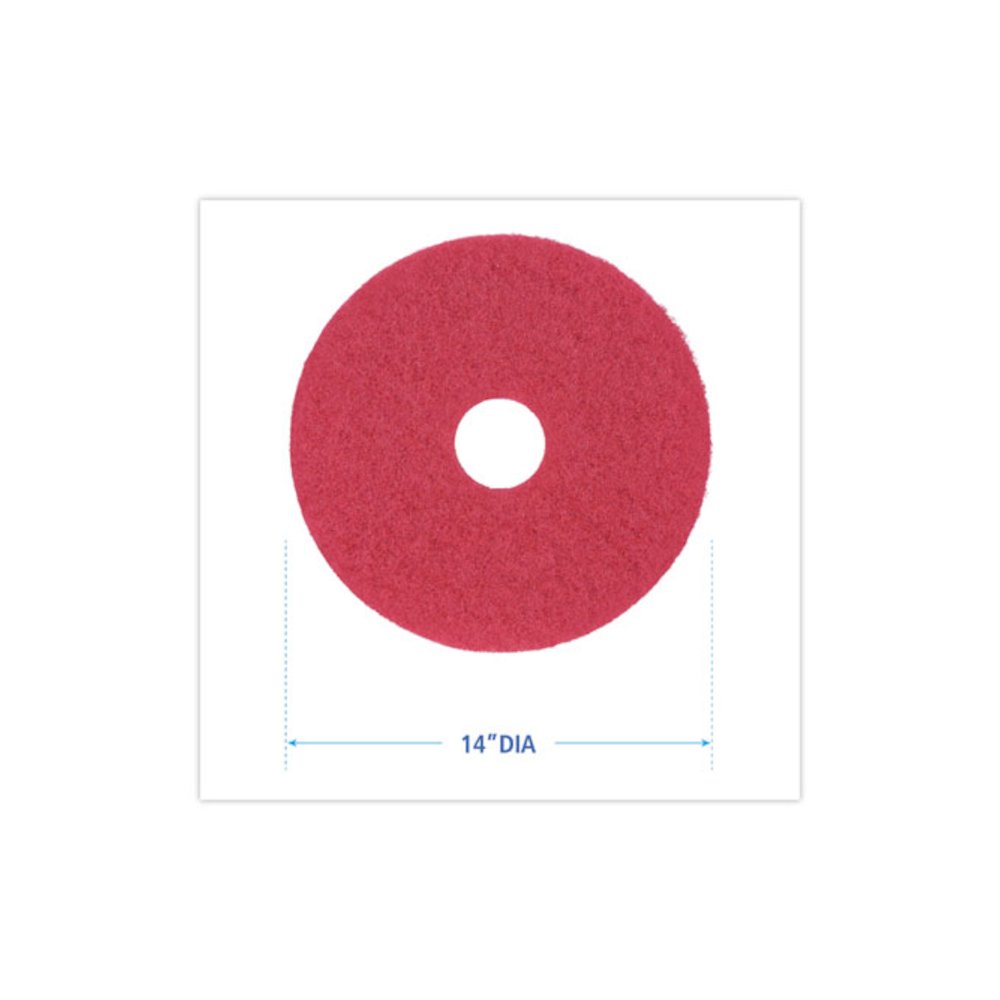 Buffing Floor Pads, 14" Diameter, Red, 5/Carton. Picture 2