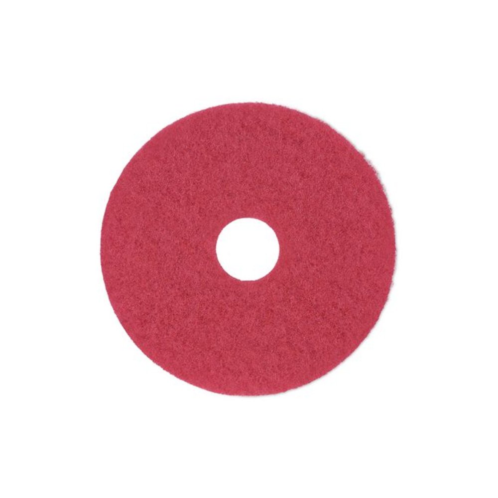 Buffing Floor Pads, 14" Diameter, Red, 5/Carton. Picture 1