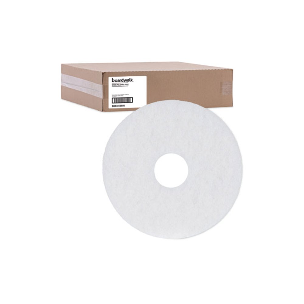 Polishing Floor Pads, 13" Diameter, White, 5/Carton. Picture 5