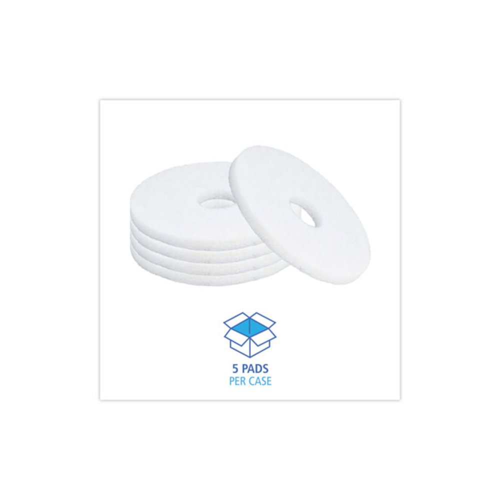 Polishing Floor Pads, 13" Diameter, White, 5/Carton. Picture 3