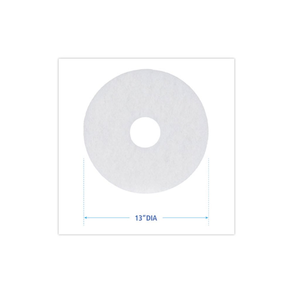 Polishing Floor Pads, 13" Diameter, White, 5/Carton. Picture 2
