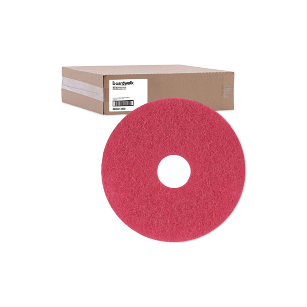 Buffing Floor Pads, 13" Diameter, Red, 5/Carton. Picture 5