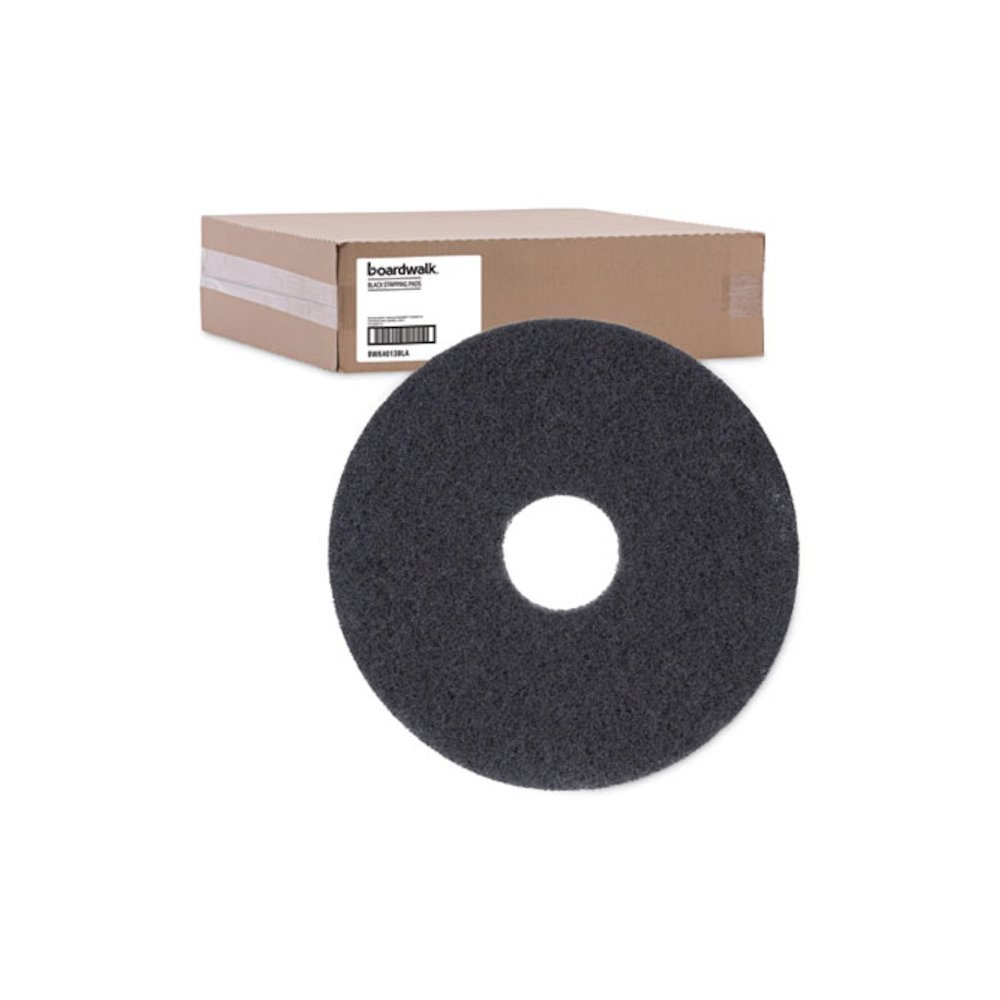 Stripping Floor Pads, 13" Diameter, Black, 5/Carton. Picture 5
