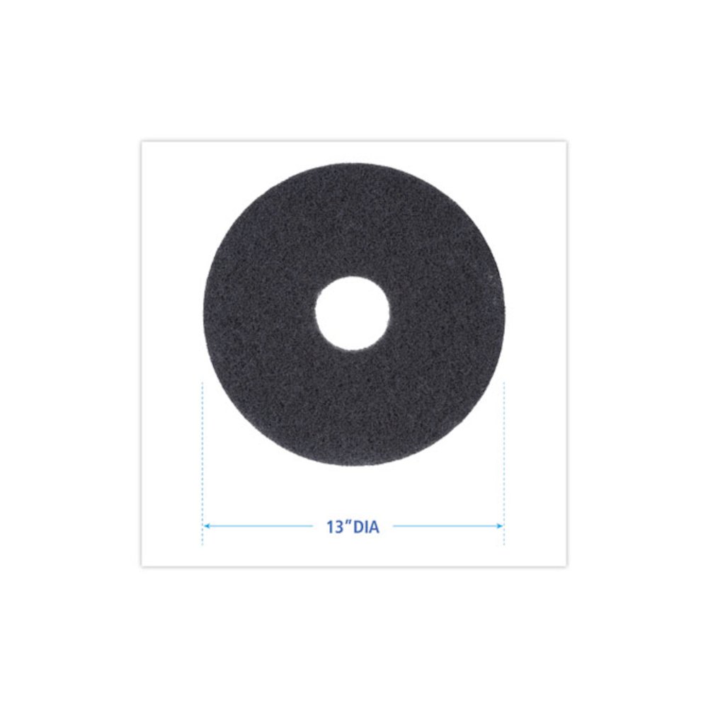 Stripping Floor Pads, 13" Diameter, Black, 5/Carton. Picture 2