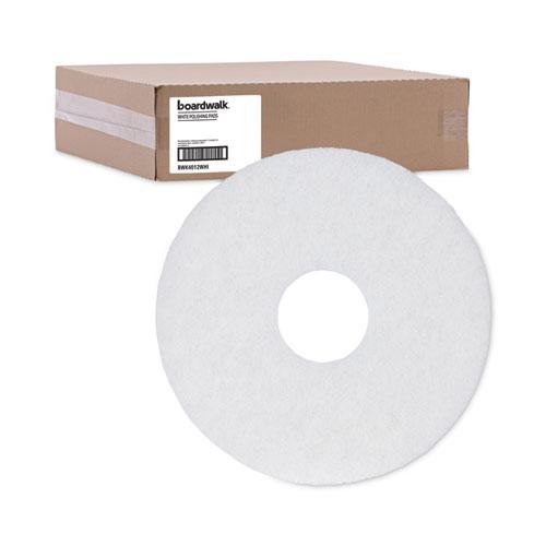 Polishing Floor Pads, 12" Diameter, White, 5/Carton. Picture 5