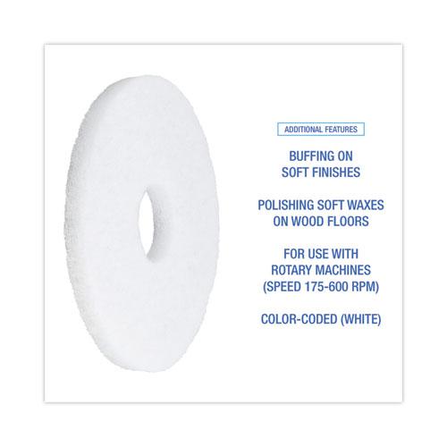 Polishing Floor Pads, 12" Diameter, White, 5/Carton. Picture 4