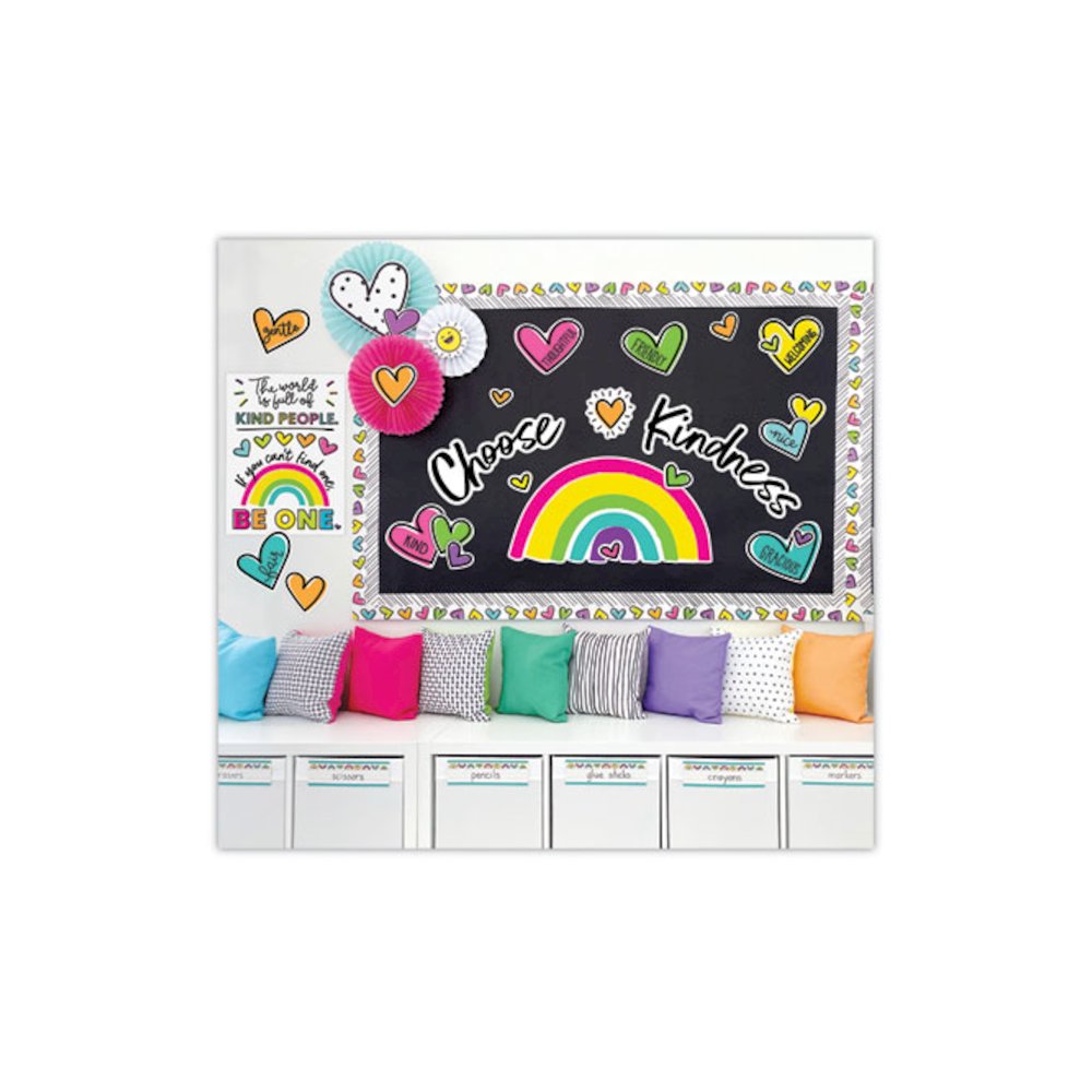 Motivational Bulletin Board Sets, 75-Piece Set, Kind Vibes, 30" x 16", Multicolor. Picture 2