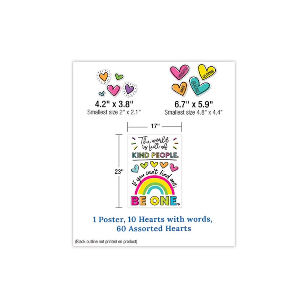 Motivational Bulletin Board Sets, 75-Piece Set, Kind Vibes, 30" x 16", Multicolor. Picture 3