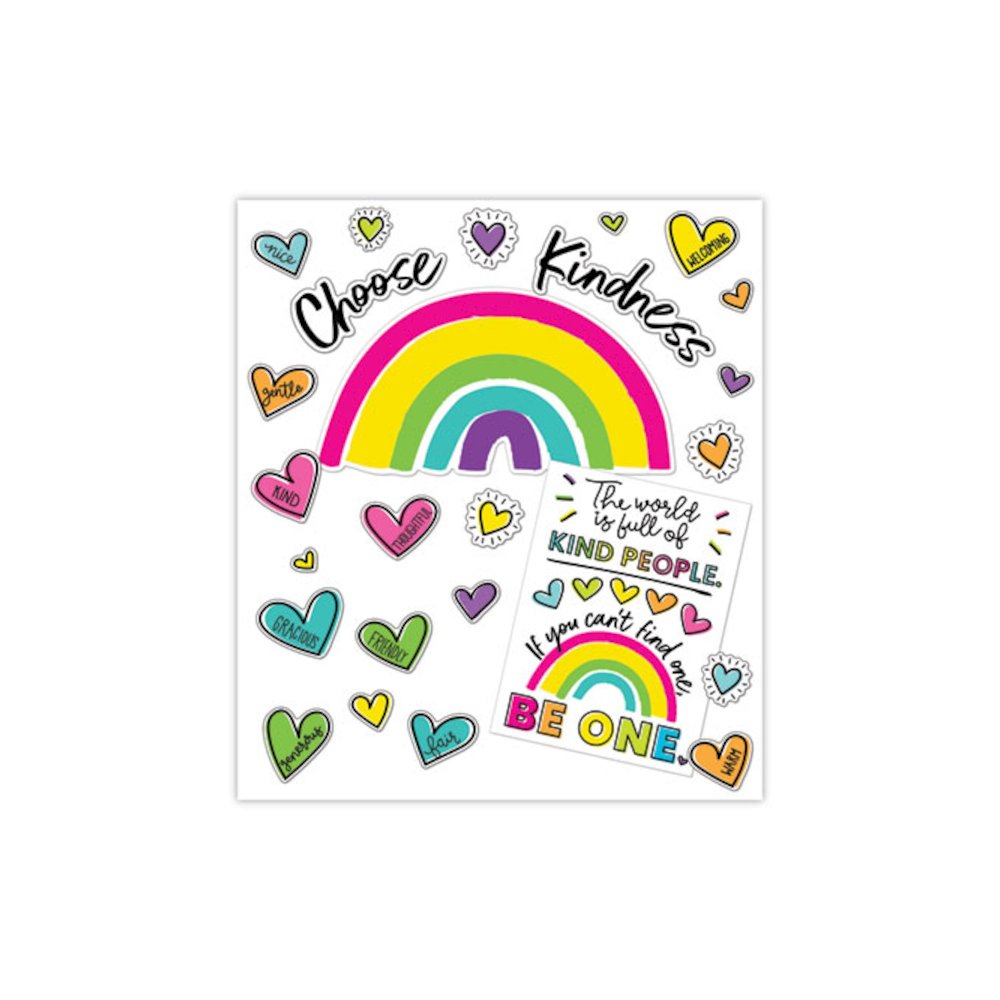Motivational Bulletin Board Sets, 75-Piece Set, Kind Vibes, 30" x 16", Multicolor. Picture 1