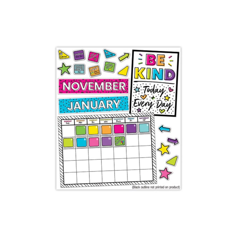 Calendar Bulletin Board Sets, 129-Piece Set, Kind Vibes, 23" x 17", Multicolor. Picture 1
