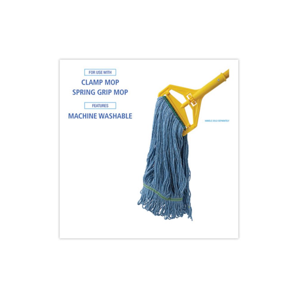 Super Loop Wet Mop Head, Cotton/Synthetic Fiber, 1" Headband, Medium Size, Blue. Picture 2