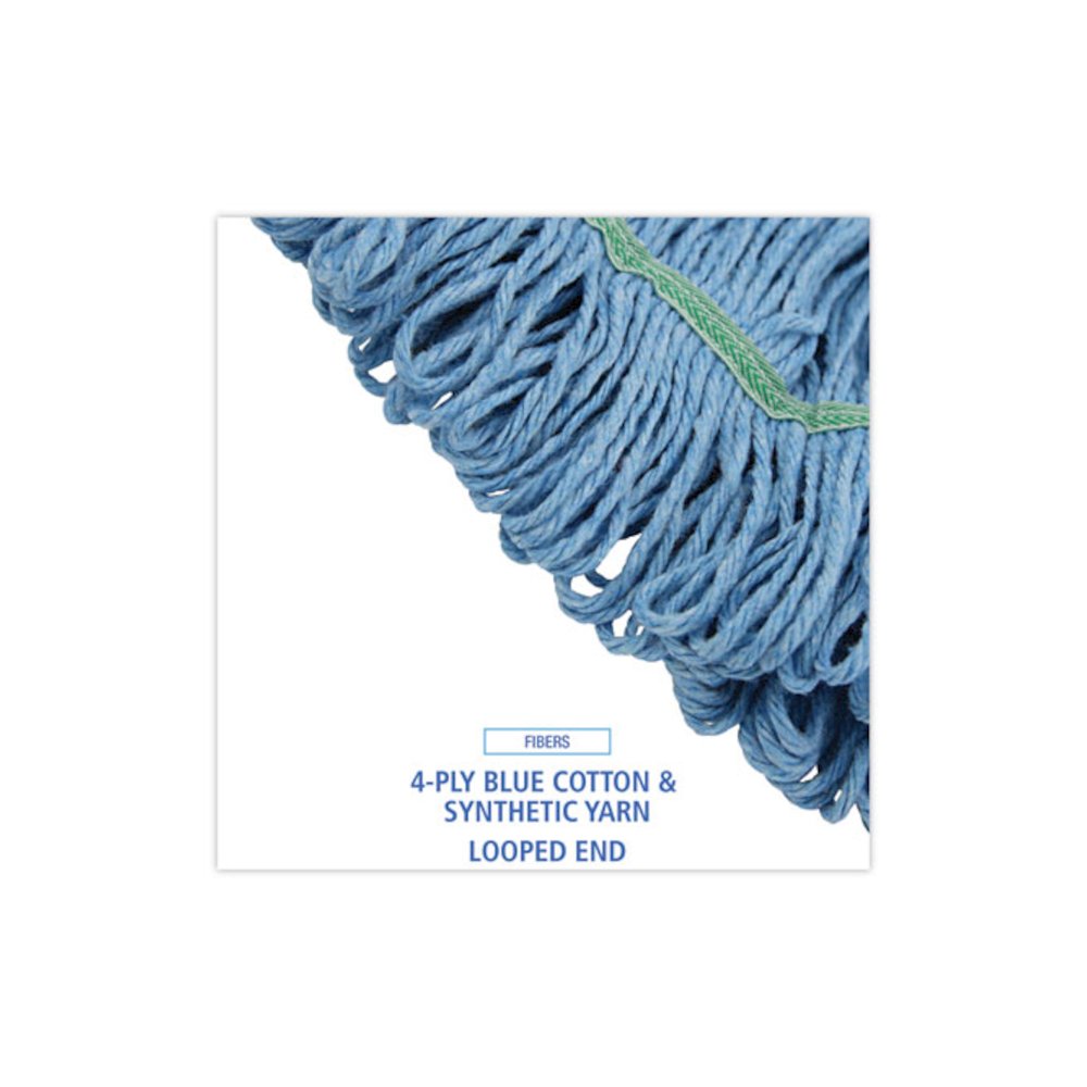 Super Loop Wet Mop Head, Cotton/Synthetic Fiber, 1" Headband, Medium Size, Blue. Picture 3