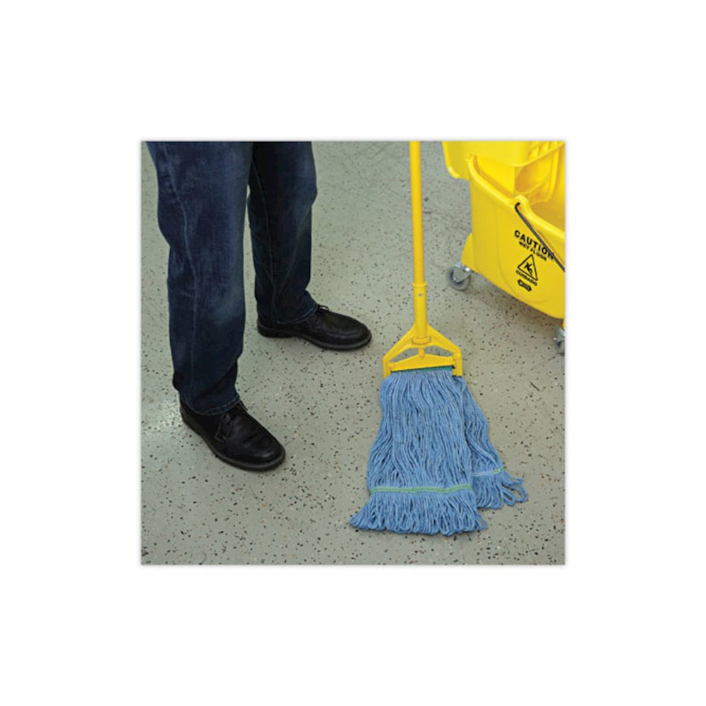 Super Loop Wet Mop Head, Cotton/Synthetic Fiber, 1" Headband, Medium Size, Blue. Picture 4