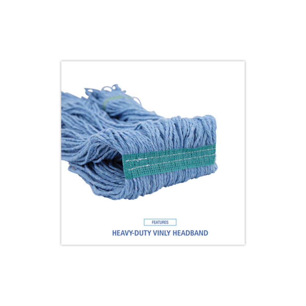 Super Loop Wet Mop Head, Cotton/Synthetic Fiber, 1" Headband, Medium Size, Blue. Picture 5