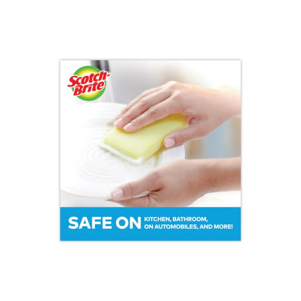 Dobie All-Purpose Cleaning Pad, 3.15 x 4.95, 2.24" Thick, Yellow, 24/Carton. Picture 2