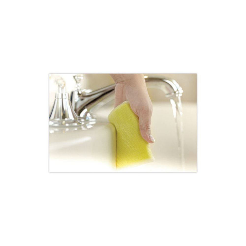 Dobie All-Purpose Cleaning Pad, 3.15 x 4.95, 2.24" Thick, Yellow, 24/Carton. Picture 10