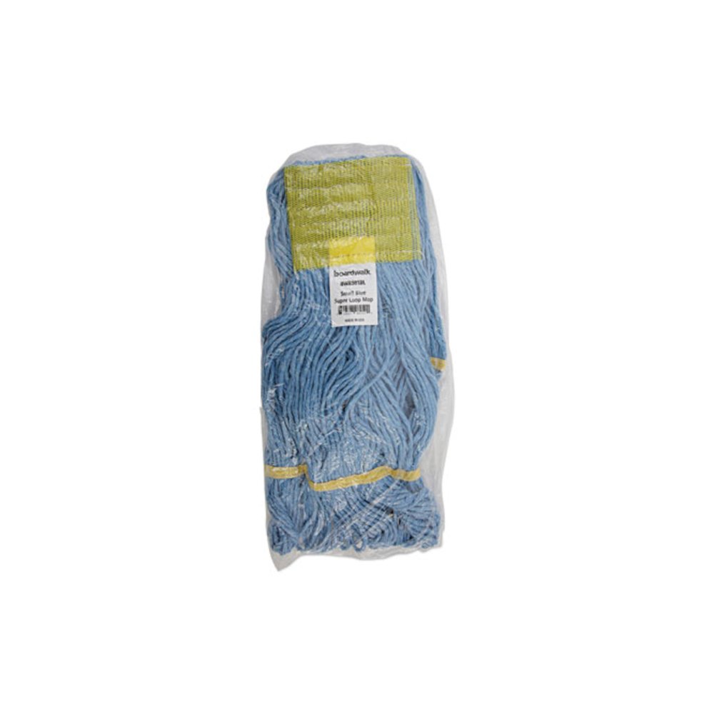 Super Loop Wet Mop Head, Cotton/Synthetic Fiber, 5" Headband, Small Size, Blue, 12/Carton. Picture 7